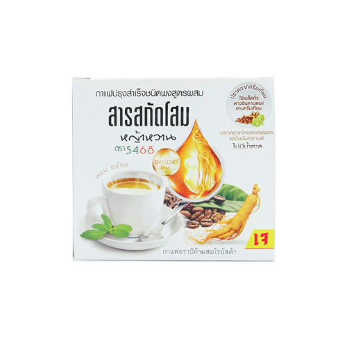 กาแฟสมุนไพร โสม หญ้าหวาน สูตรเจ 1.6 กรัม 10 ซอง/กล่อง